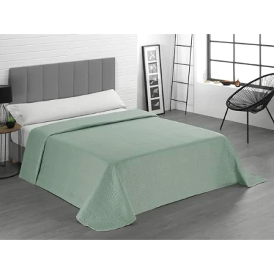 Imagen de Donegal Collections Colcha Bouti Cama 105 105/120 Lisa Acolchada y Reversible Mint Colchas Cubrecama Primavera Verano Fresca, Acolchado Fino Microfibra Extrasuave