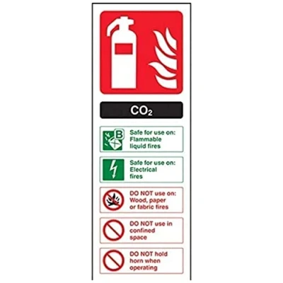 Imagen de vsafety 11004 aj s señal de extintor, CO2 ID, autoadhesivo, vertical, 100 mm x 280 mm, Negro/Verde/Rojo