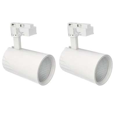 Imagen de Jandei Pack x2 Foco Techo Led Carril 30W, Blanco Cálido 3000K, 3000 Lúmenes, 185V 265V AC Monofásico, Aluminio Vestidor, Escaparate, Tienda, Oficina. (Blanco)