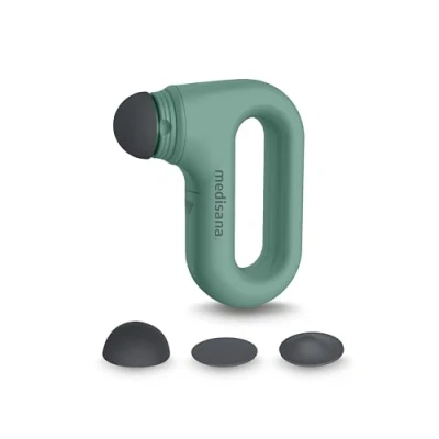Imagen de medisana HM 330 Mini masajeador de mano para automasaje, masaje puntos gatillo, activación y regeneración muscular, vibratorio con accesorios e intensidades seleccionables