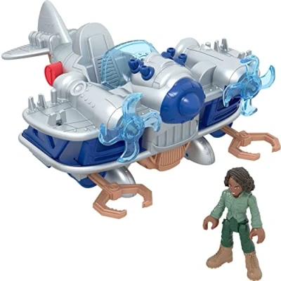 Imagen de Imaginext Fisher Price Jurassic World Kayla con biplano Figura avión de Juguete y Accesorios, +3 años (Mattel HML45)