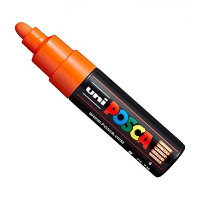 Imagen de Uni Posca PC 7M Rotuladores de pintura (tamaño grande, 4,5 a 5,5 mm, 15 colores) naranja