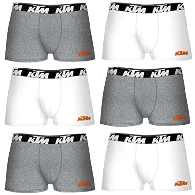 Imagen de KTM 2XL Set de 6 Calzoncillos bóxer Blanco y Gris Claro, Multicolor, XXL para Hombre