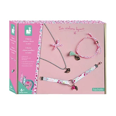 Imagen de Janod Estuche 3 Joyas Cintas de Flores para Crear Les Ateliers Bijoux Kit Infantil Manualidades Creativas Desarrolla la Motricidad Fina y Creatividad A partir 6 Años, J07928