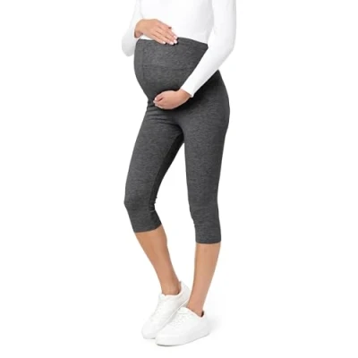 Imagen de Be Mammy Leggins Premamá Cortos para Mujer Mallas Cortas de Embarazo Shorts Embarazada Ropa Premama Deportiva Pantalones Maternidad BE20 228 (Gris Davy, XXL)