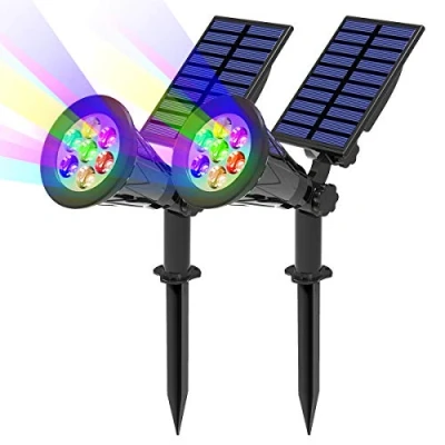 Imagen de T SUN 2 Unidades 7LED Foco Solar, Impermeable Luces Solares Exterior de 7 Color Cambio, Luz Jardín, Seguridad y Proyecto Solar para Paisaje, Entrada, Patio, Garaje, Muro, Camino