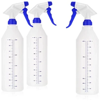 Imagen de com four® 3 Botellas Pulverizadoras Graduadas Bomba Pulverizadora Resistente a Químicos para Ácidos, Hidrocarburos y Disolventes con Boquilla Ajustable 900ml (vitón)