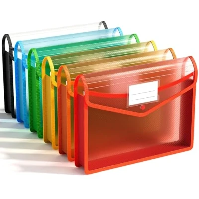 Imagen de [6 PCS]Carpetas de plástico A4 con cierre magnético/Carpeta transparente, Carpeta impermeable documentos Premium Archivos Sobre,con bolsillos, botón,para oficina, hogar, escuela y viajes