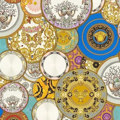 Imagen de Papel pintado Versace De Diseño tejido no 10.05 m x 0.70 Oro Azul Violeta Fabricado en Alemania 349011 34901 1