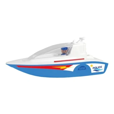 Imagen de Lena BOAZZ Barco de policía 36 cm, Juguete Apto para Interior y Exterior, niños a Partir 2 años, Cabina abatible, Dos Asientos Figura Juego