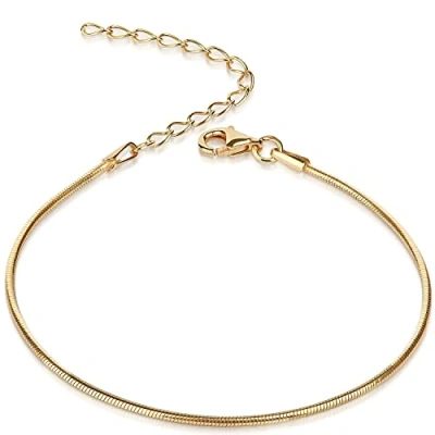 Imagen de Pulsera de mujer con cadena serpiente Materia, plata 925 chapada en oro, 1 mm 17 22 cm variable, #SA 62