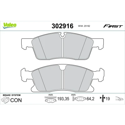 Imagen de VALEO 302916 Juego de pastillas freno Eje delantero excl. contacto avisador desgaste sin tornillos, Chapa antichirridos