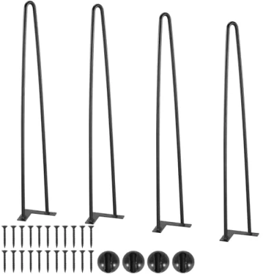 Imagen de VEVOR Patas de Mesa Horquilla 4 PCS Muebles 710 mm Acero Macizo Capacidad Carga 227 kg Oficina 2 Varillas con Tornillos y Patines Protectores para Casa Comedor, Negra