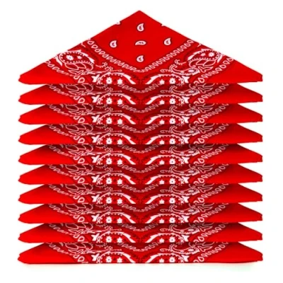 Imagen de Karl Loven EL BANDANA Lote de bandanas 100% Algodon primera calidad Paisley Panuelo Cabeza Cuello Bufanda Juego 20 Rojo