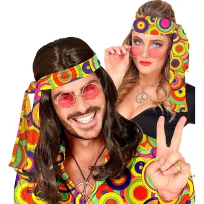 Imagen de W WIDMANN MILANO Party Fashion diadema años 60 y 70, cinta para el pelo, hippie, flower power, accesorio, carnaval