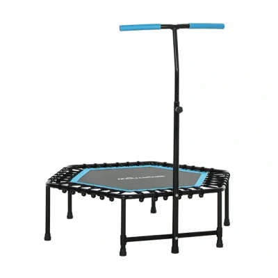 Imagen de SPORTNOW Trampolín de Fitness 114x114x132 cm Cama Elástica con Mango Ajustable 3 Niveles Marco Acero para Entrenamiento Piernas Cuerpo en Hogar Oficina Gimnasio Azul