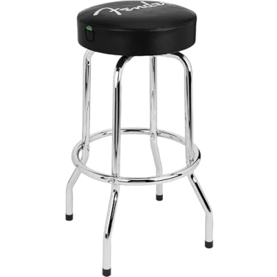 Imagen de Taburete Fender, Ideal para los jugadores y fans de Guitarra, con Logo Spaghetti Acolchado Espuma, 30&quot;, Negro Cromo
