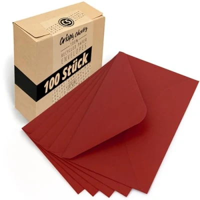 Imagen de Japun sobres (100 piezas) de papel, sobre sin ventana DIN C5 220 x 156 mm rojo
