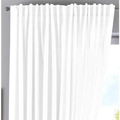 Imagen de Cationic Jena Cortinas con Trabillas Ocultas, Opacas, Aspecto de Lino, alzapaños, 100% poliéster, 250 x 300 cm, Color Blanco