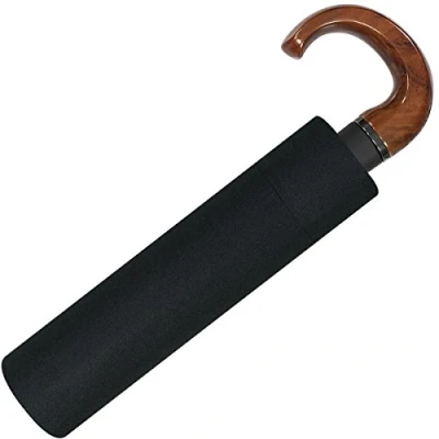 Imagen de Pierre Cardin Parapluie pliant pour homme Ouverture et fermeture automatiques Poignée bois Noir 30 cm