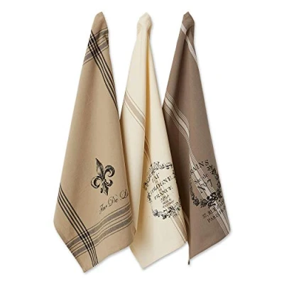 Imagen de DII Juego de 3 paños cocina algodón jacquard francés, decorativos para diaria y hornear, macarrones franceses