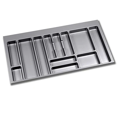 Imagen de EMUCA organizador de Cubiertos, cajón cocina, cubertero, 12 compartimientos, módulo 100cm, Plástico, Gris