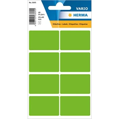 Imagen de HERMA 3695 etiquetas multiusos (25 x 40 mm, 5 hojas, mate) autoadhesivas para el hogar etiquetado a mano, adhesivas, verde