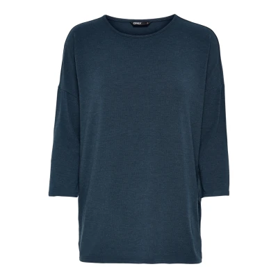 Imagen de Suéter de Punto Delgado Manga 3/4 Cuello Redondo elástico para Mujer ONLGLAMOUR, Color:Azul Oscuro 2, Talla:L