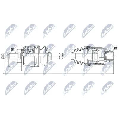Imagen de NTY NPW HD 042 Árbol de transmisión Eje delantero, derecha 628 Caja cambios manual HONDA: CR V 2
