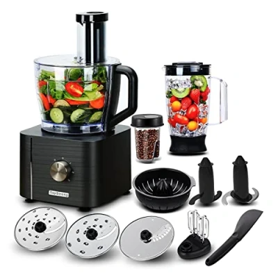Imagen de TopStrong Procesador de Alimentos 1100W,11 en 1 Robot Cocina Multifunción,Capacidad 3.2 Litros,Multi accesorios(Licuadora, Picadora, Multi Mezclador con Cuchilla para Masa)