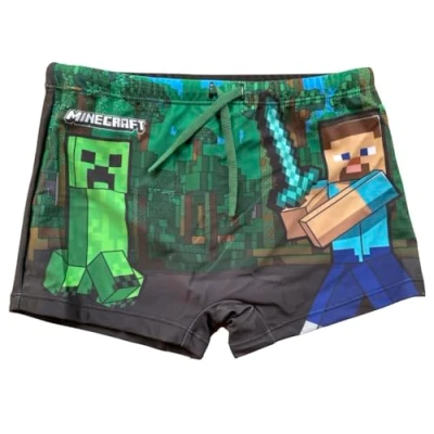Imagen de Minecraft Bañador con cintura elástica y cordón (DE/NL/SE/PL, numérico, 134, regular, negro), Negro