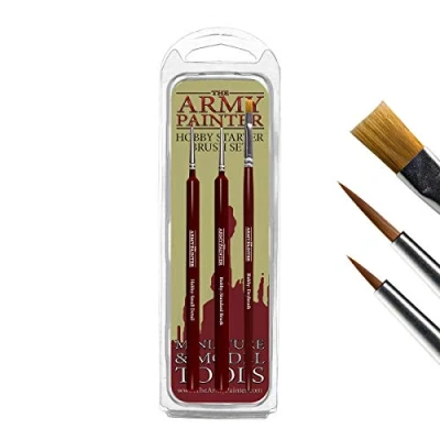 Imagen de The Army Painter Hobby Starter Brush Set 3 Pinceles de Pelo Sintético Toray Basecoat, Detail y Drybrush adaptados a la Pintura Figuras Miniatura Juegos Mesa Wargames