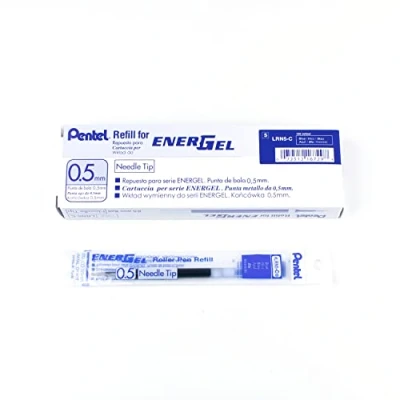 Imagen de Pentel LRN5 C Energel Lote de 12 cartuchos tinta recambio para bolígrafos BLN75, BLN105 y BL625 (punta aguja 0.5 mm), color azul