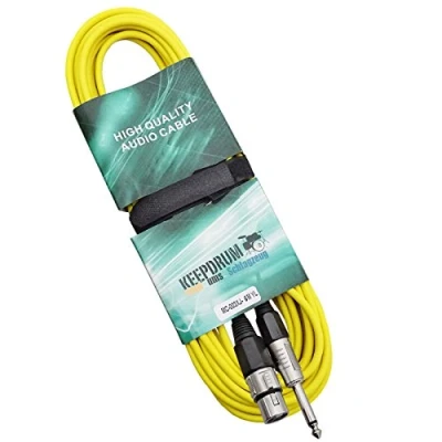 Imagen de keepdrum MC003XJ Cable de micrófono (6 m, XLR hembra, conector jack 6,3 mm), color amarillo