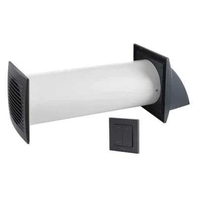 Imagen de EUROPLAST Ø 100mm Recuperador de Calor con VMC Doble Flujo Antracita Ventiladores sistema Forzada Extractor Aire Interruptor Pared