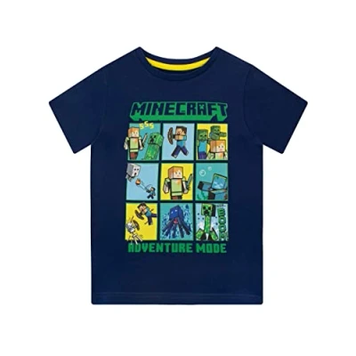 Imagen de Minecraft Camiseta de Manga Corta para niños Creeper and Steve Azul 9 10 Años