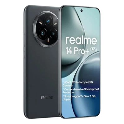 Imagen de realme 14 Pro+ 5G Smartphone 8+256GB,50MP IMX882 Periscope,procesador Snapdragon 7s de Tercera generación,Pantalla Curva cuádruple 6,83 Pulgadas 120Hz,Batería Titan 5260mAh,Negro