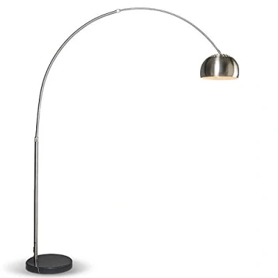 Imagen de Qazqa Moderno Lámpara de arco moderna Acero ajustable GRANDE inoxidable/Mármol Redonda Adecuado para LED Max. 1 x 60 Watt