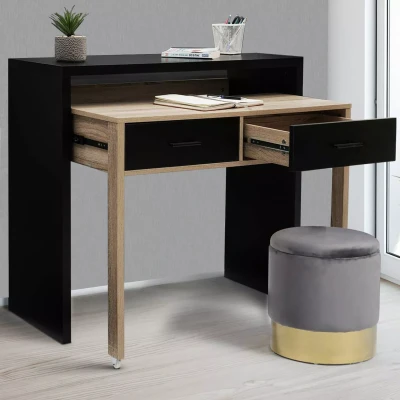 Imagen de Escritorio extensible de madera negra y haya