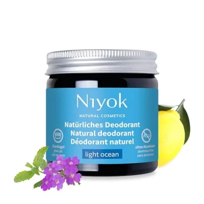 Imagen de Niyok® Desodorante 2 en 1 antitranspirante &quot;Light Ocean&quot; (40 ml) natural sin aluminio Protección 24 horas contra el olor y sudor crema unisex sólido