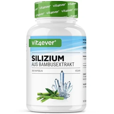 Imagen de silicio 365 cápsulas con 500 mg de orgánico al día Premium: Extraído naturalmente del extracto bambú Altamente dosificado Vegano