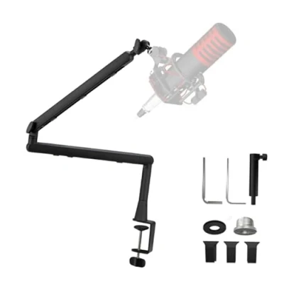 Imagen de Microphone Arm,Brazo De Microfono,Adaptadores 3/8 y 5/8,Puede Girar 360 Grados,Barra Telescópica 15 Cm,Para Transmisiones,Estudios,Podcasts,Juegos,Conferencias,Etc.