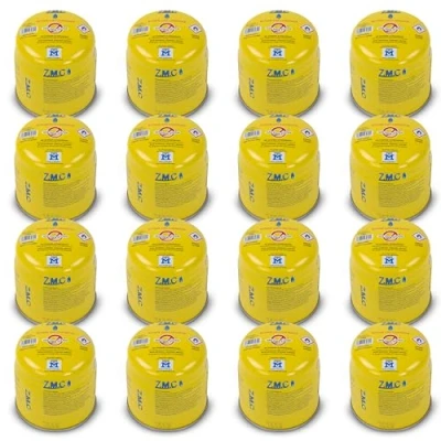 Imagen de Z.M.C 16 cartuchos de gas butano 190 g, tipo C200 EN417, con válvula seguridad, cartucho gas, ideal para quemadores hornillos camping, sopletes,