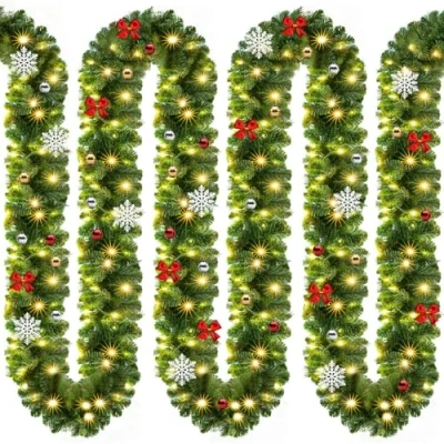 Imagen de Casaria Guirnalda de Navidad Abeto 5m 80LEDs Blanco Cálido Incluye Decoración Navideña Interior Exterior