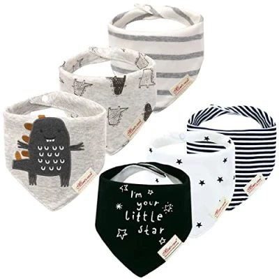 Imagen de Minizone 6 Piezas Baberos Recién nacido Bandana Bebé Absorbente y Suave Algodón Bufandas para Niños 0 3 Años