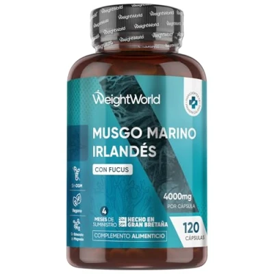 Imagen de Musgo Marino Irlandés 4000 mg 120 Cápsulas con Fucus Algas Fuente Natural de Vitaminas y Minerales para 4 Meses Suplemento Irish Sea Moss Alta Biodisponibilidad, Vegano Sin OGM