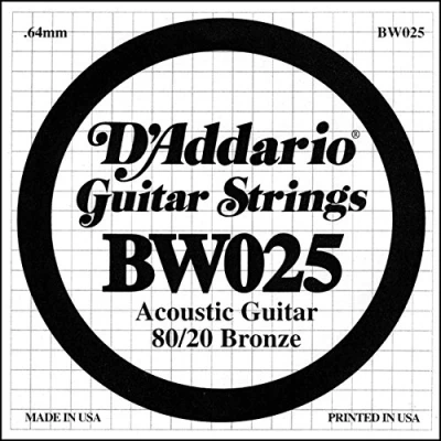 Imagen de D&#039;Addario BW025, cuerda individual para guitarra acústica, entorchada en bronce, .025