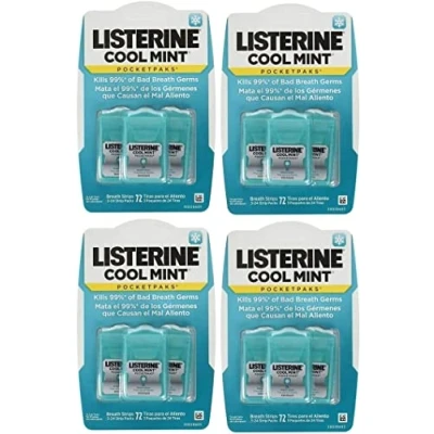 Imagen de Listerine de bolsillo. tiras para el aliento sabor menta fresca pack 12 unidades, cada unidad (caja) contiene 24 (en total 288 unidades)
