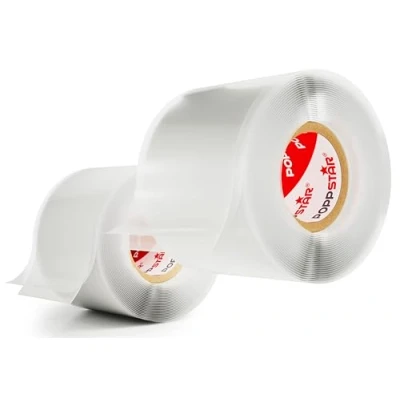 Imagen de POPPSTAR cinta de silicona autofusión, 2 x 3 m, ideal como reparación, aislante y sellado (estanca, hermetica), 38mm ancho, color transparente