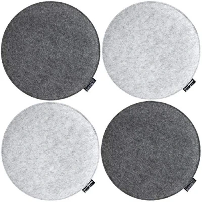Imagen de DuneDesign 4 Cojines de Fieltro para Sillas Ø 35cm Redondo 30mm 2 Colores Gris